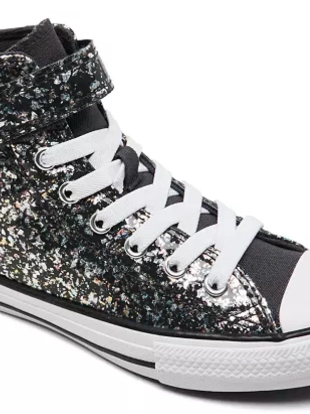 Converse High Top Sneakers - Black with Silver & White Glitter